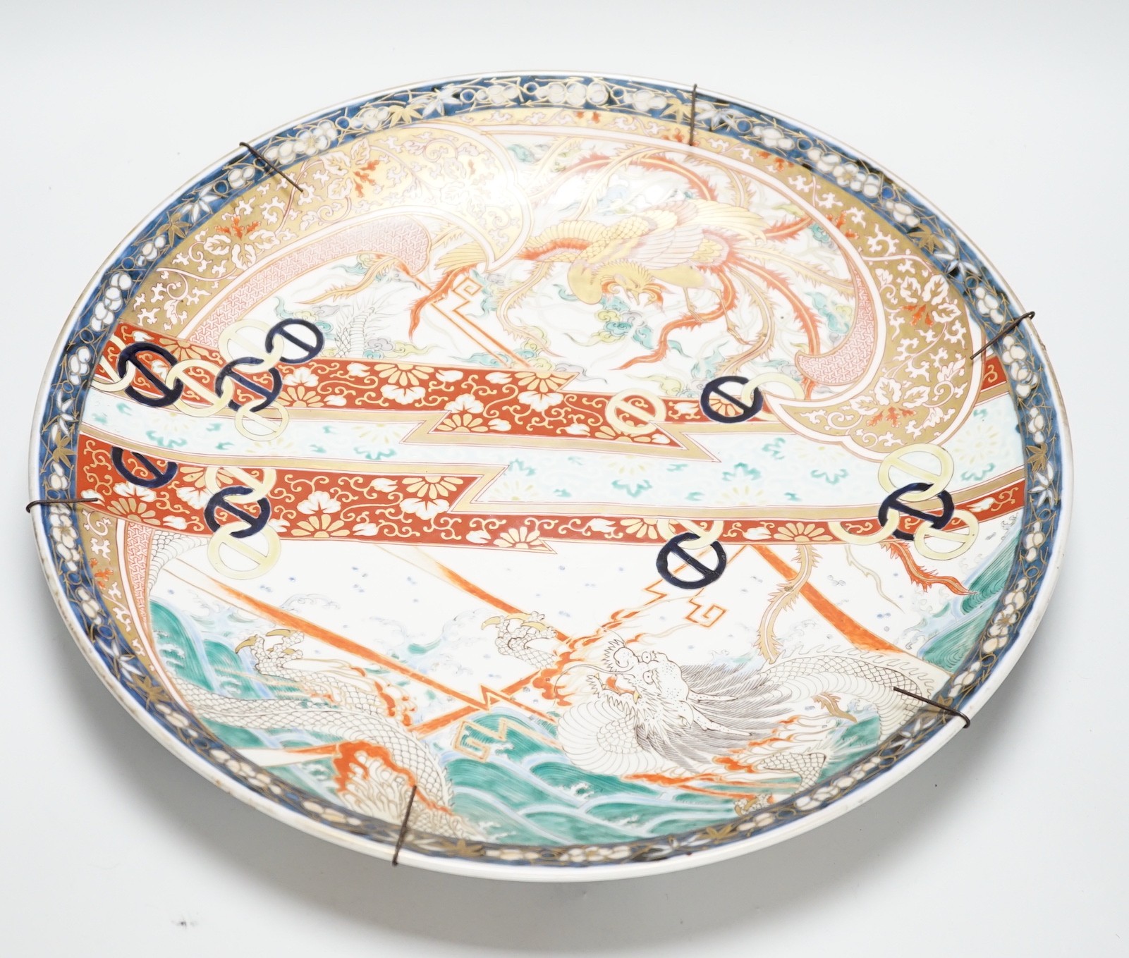 A Japanese Imari ‘dragon and phoenix’ charger, Meiji period, 46cm diameter